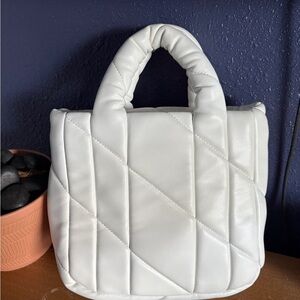 Zara White Quilted Tote Bag
